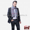 Men's Trendy Cross Stripes Warm Winter Neck Cover Scarf Wraps 100% Wool